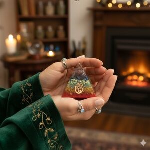 Chakra Orgonite Orgone Pyramid Energy Generator. Handmade